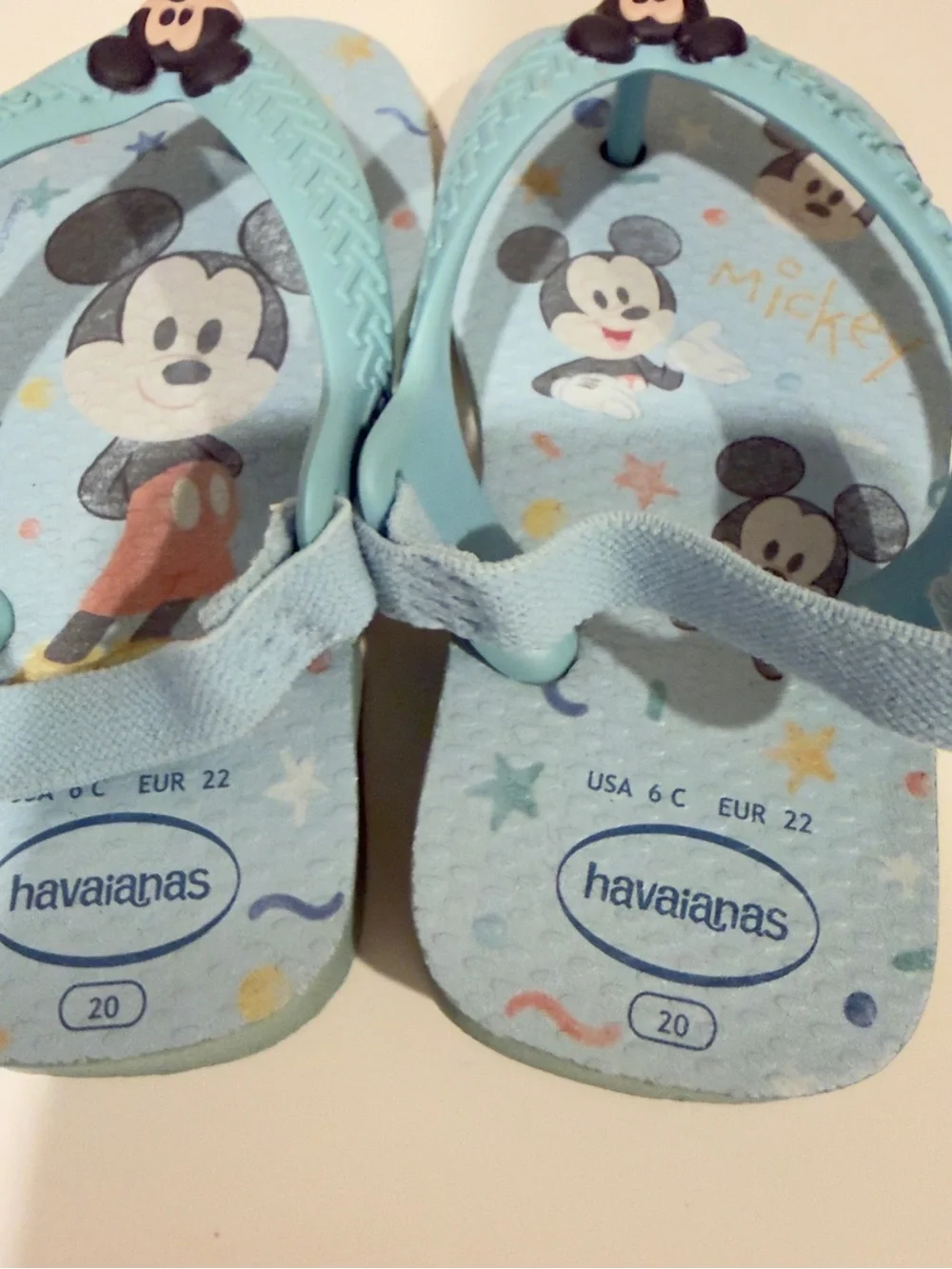 Havaianas Kids Light Blue Mickey Mouse Back-Strap Flip Flops